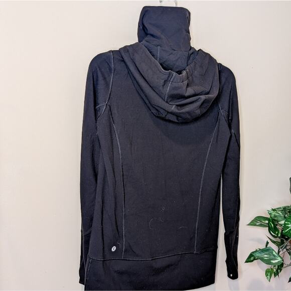 Lululemon Athletica Black Scuba Hoodie High Collar Zip Front Size 6 - Picture 4 of 8